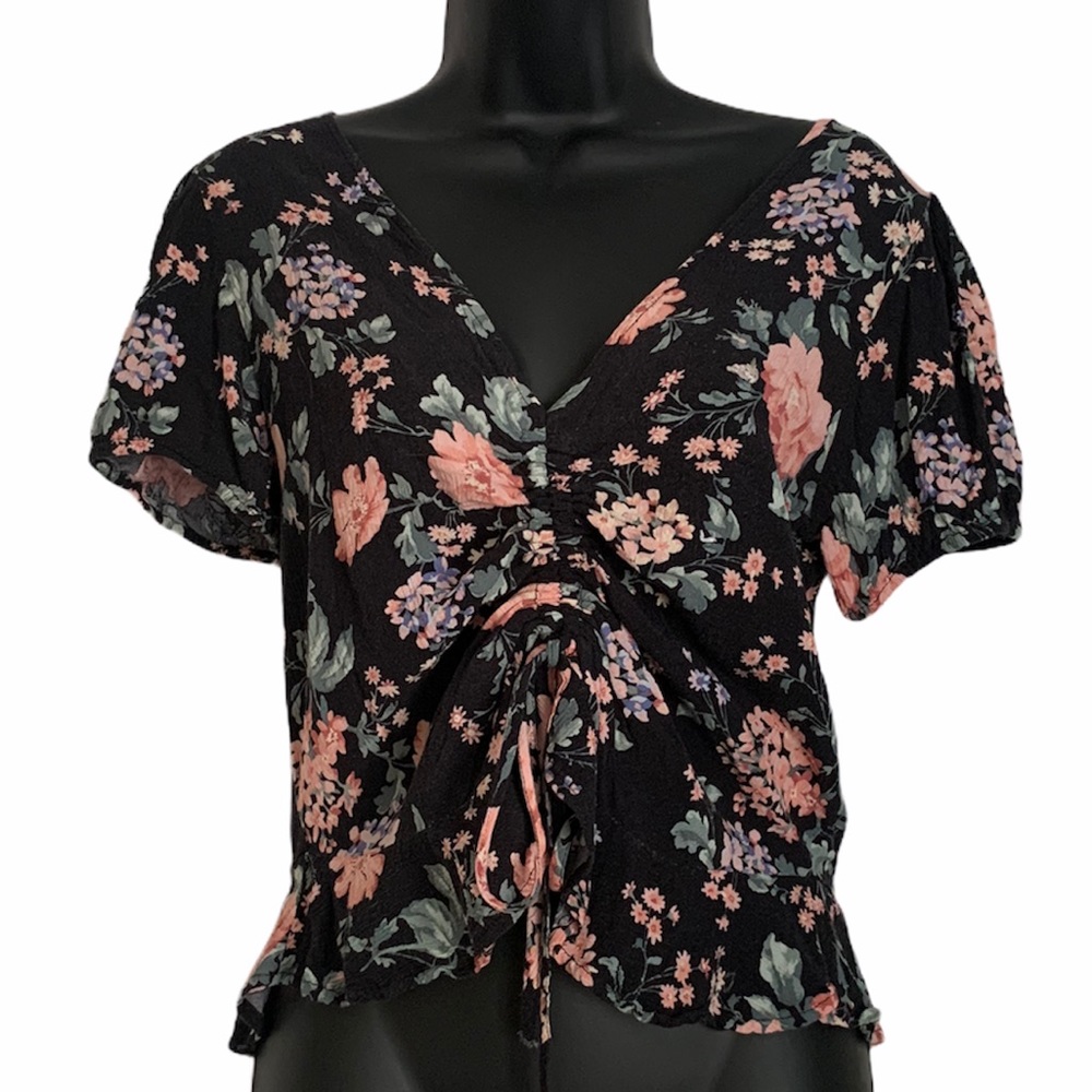 AE Adjustable Ruched Floral Top
